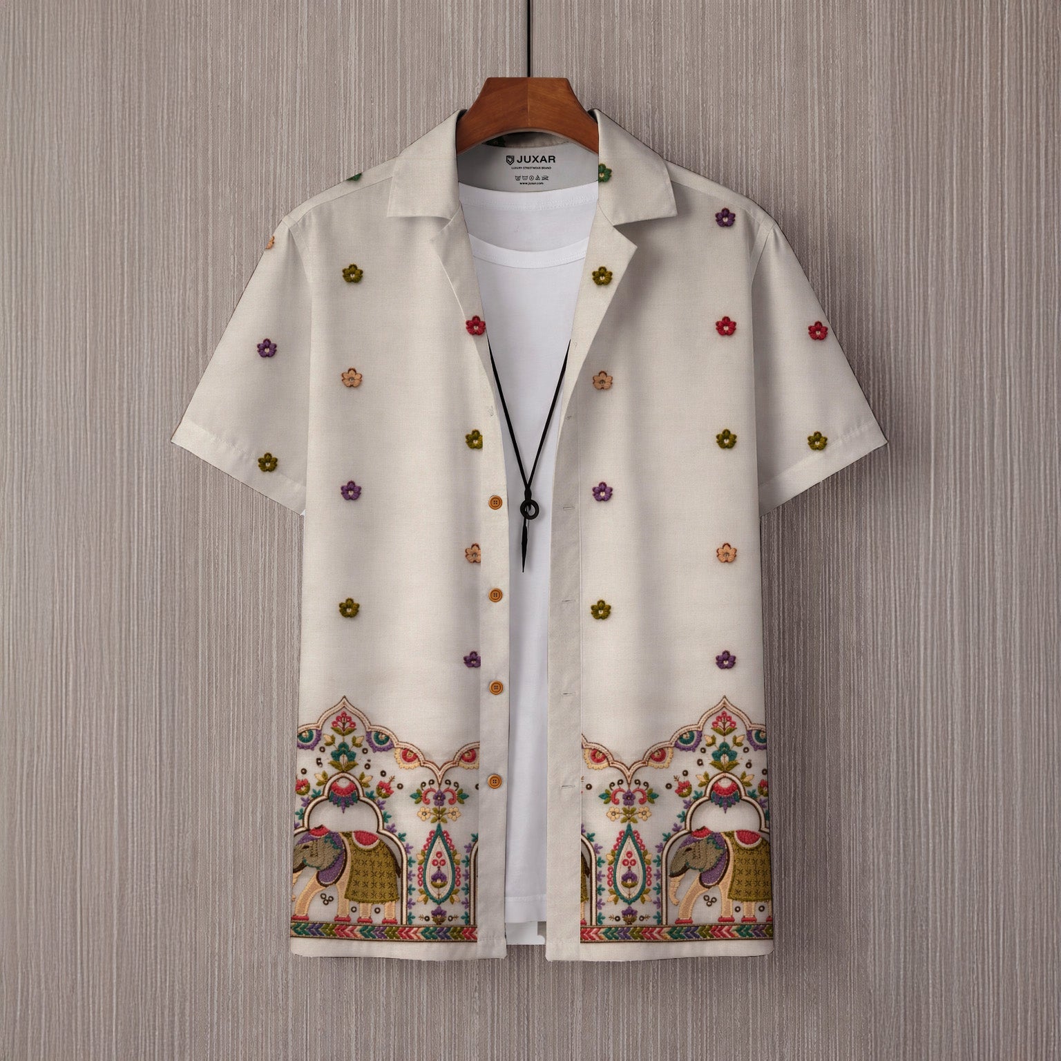 ATHNIC FLORAL EMBROIDERED OVERSIZE SHIRT