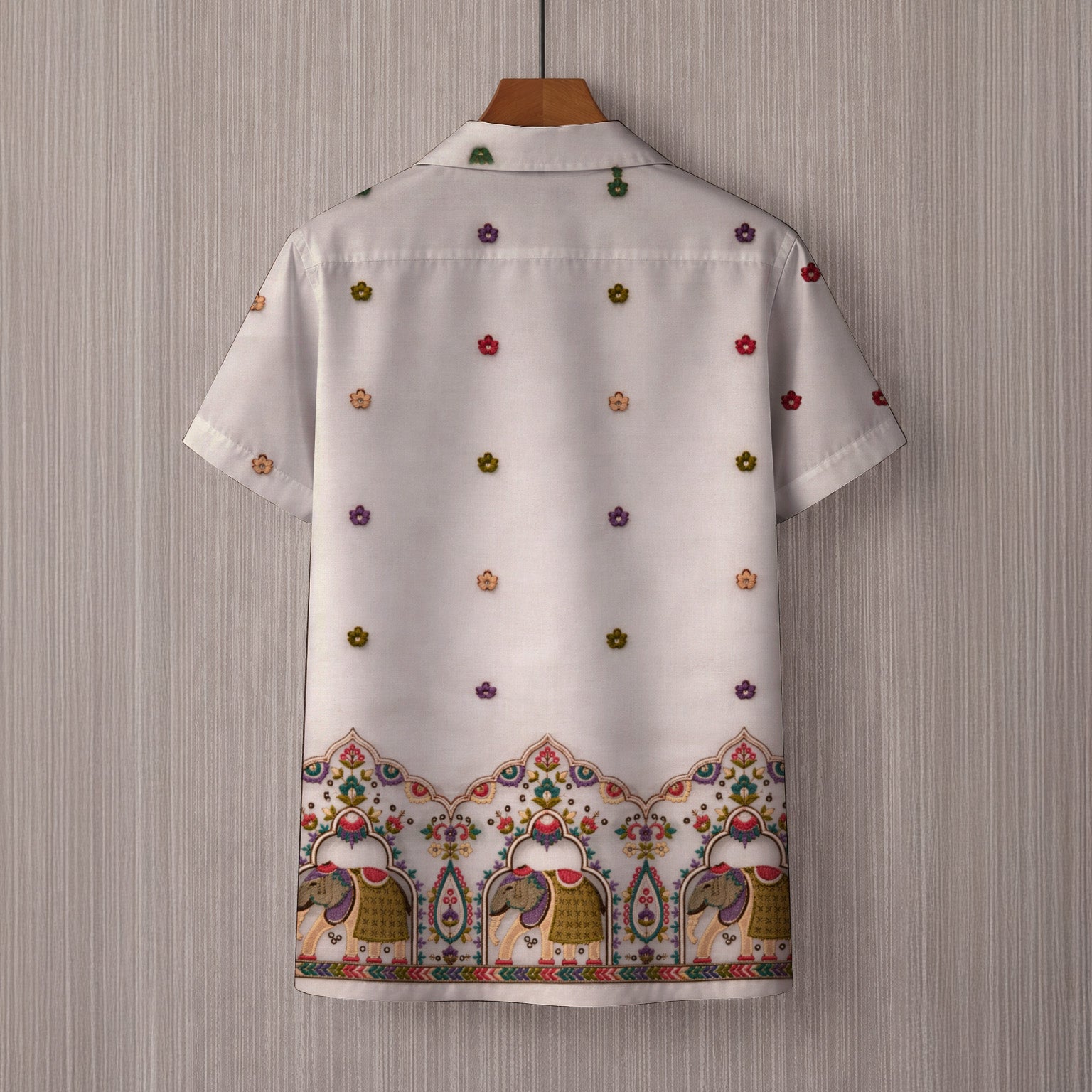 ATHNIC FLORAL EMBROIDERED OVERSIZE SHIRT