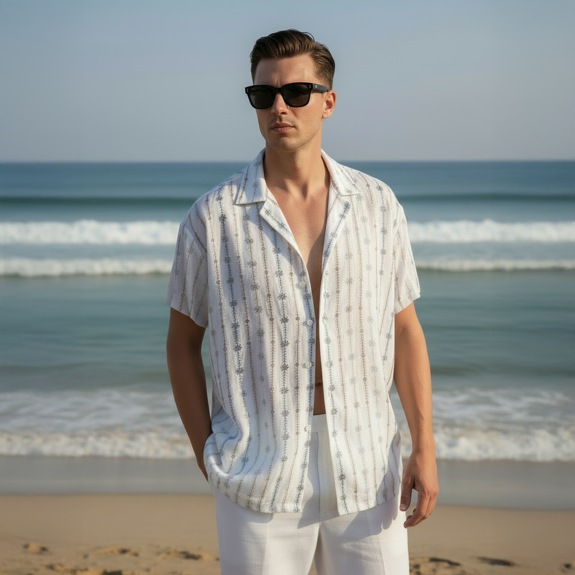 BEACH FLEX EMBROIDERED OVERSIZE SHIRT