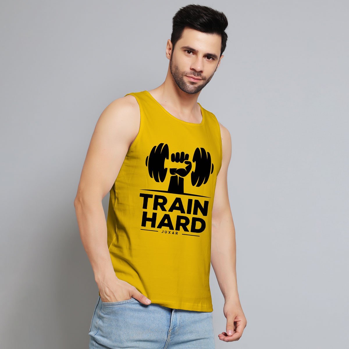 TRAIN HARD YELLOW SANDO