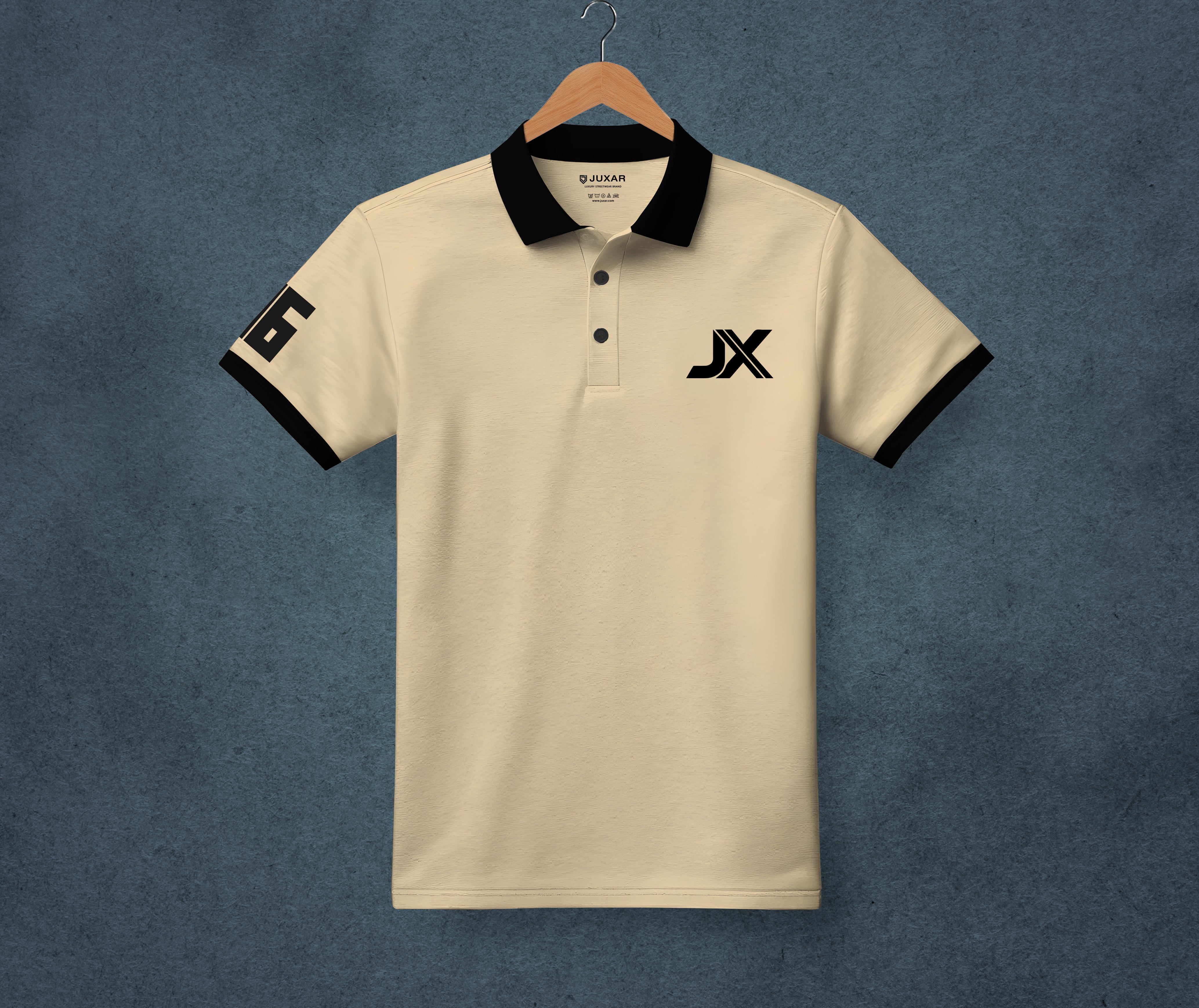 BEIGE POLO NECK T-SHIRT