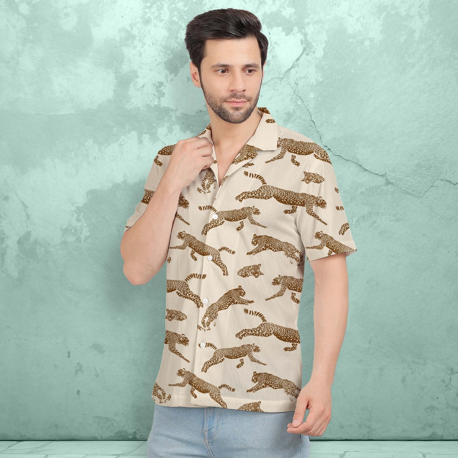 LEOPARD CORDUROY PRINTED SHIRT