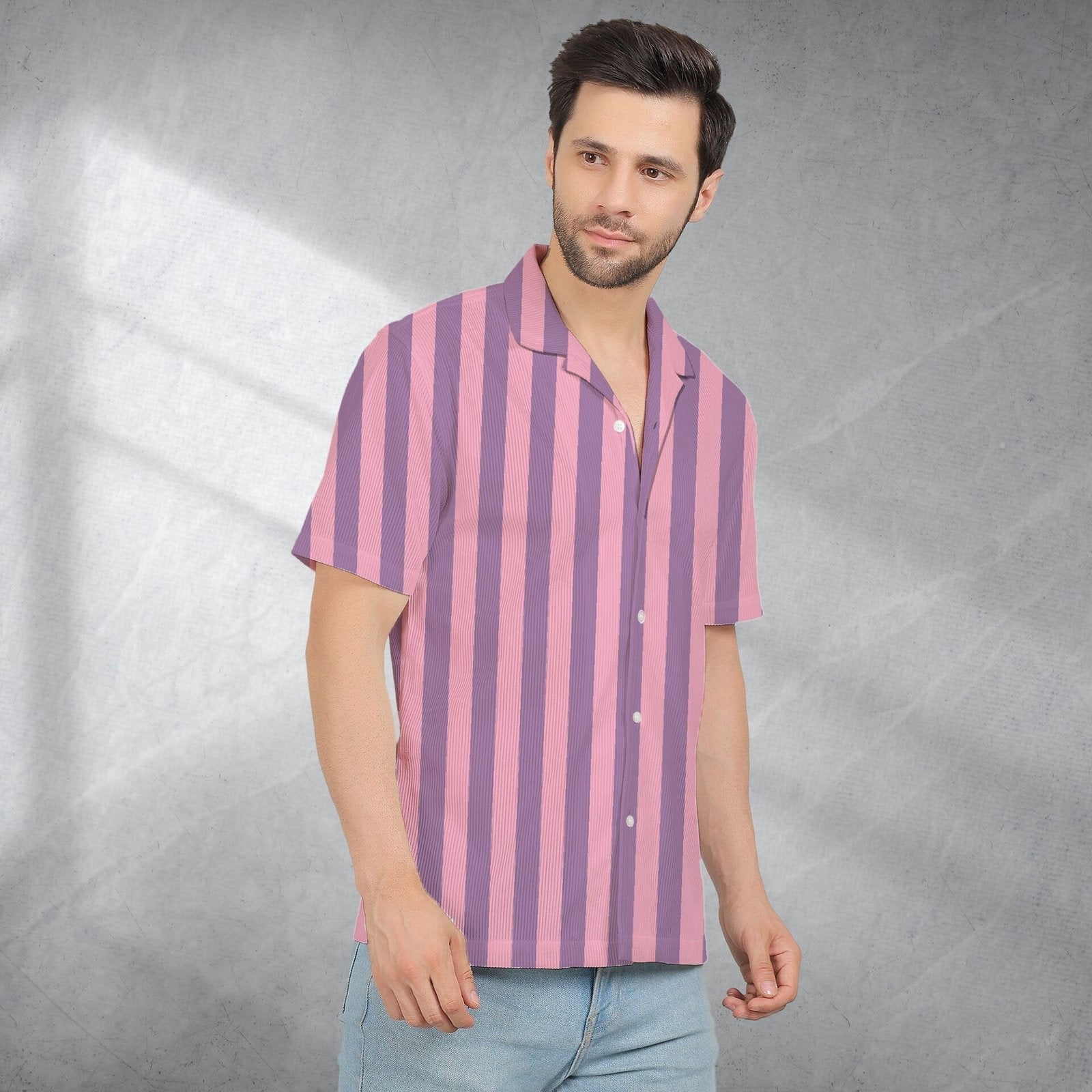 PINK STRIPES CORDUROY PRINTED SHIRT