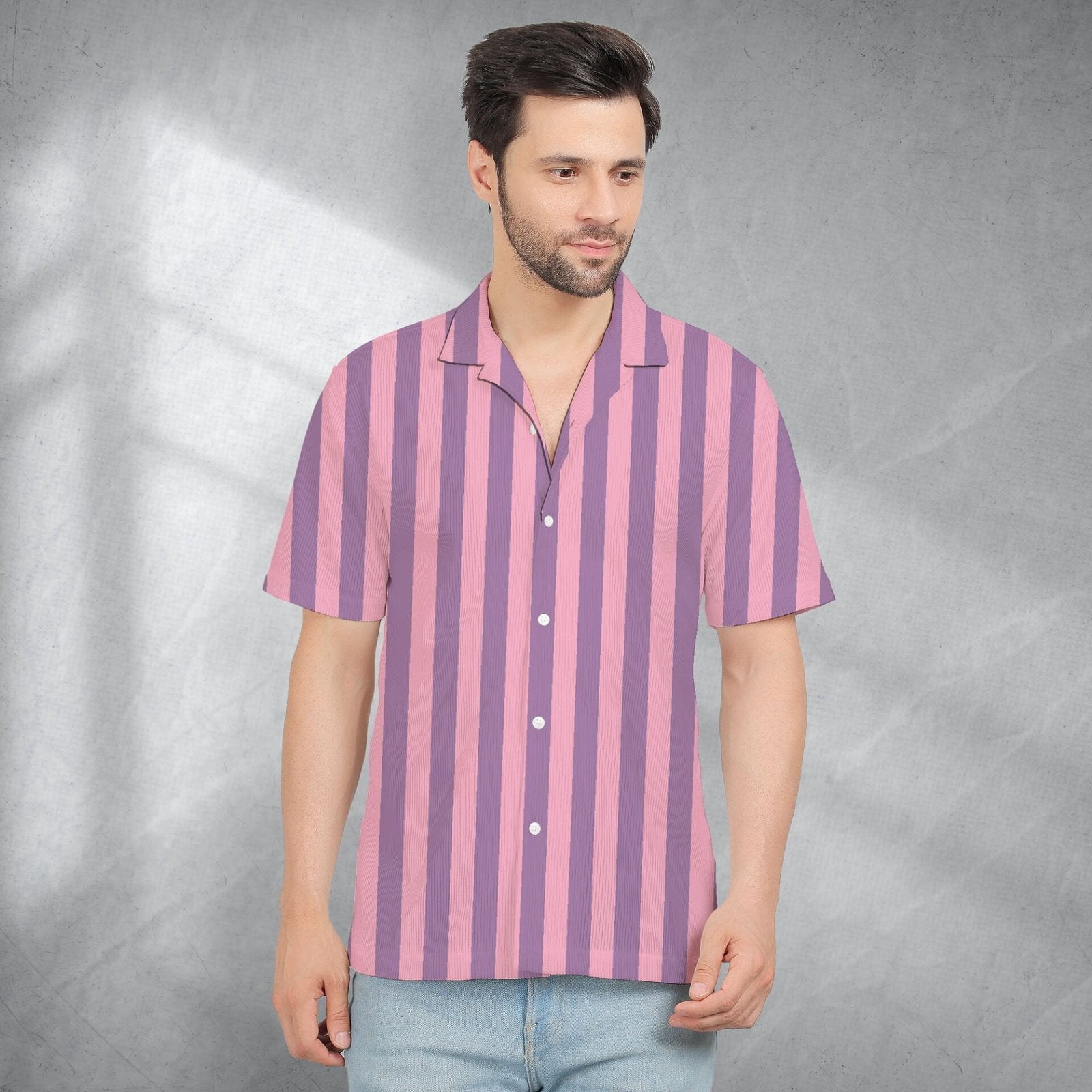 PINK STRIPES CORDUROY PRINTED SHIRT
