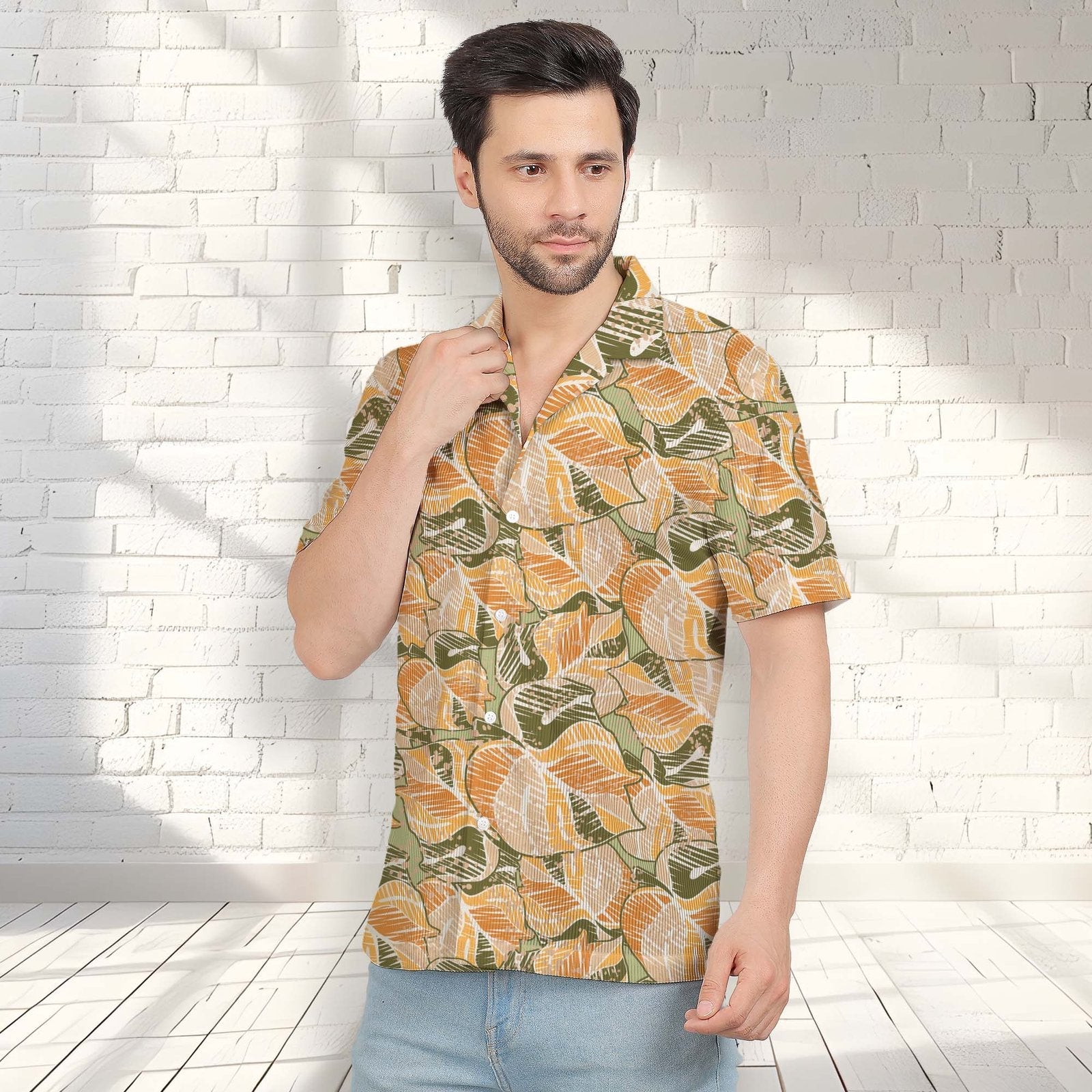 SCRIBBLE MONSTERA CORDUROY PRINTED SHIRT