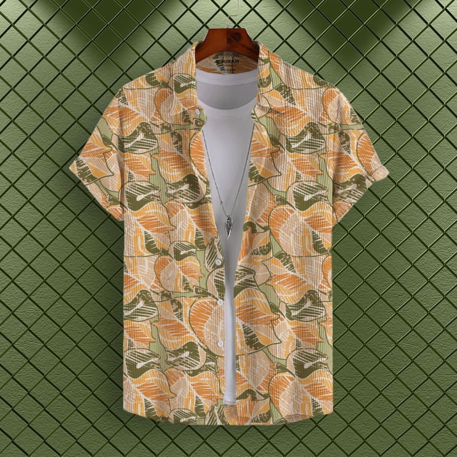 SCRIBBLE MONSTERA CORDUROY PRINTED SHIRT