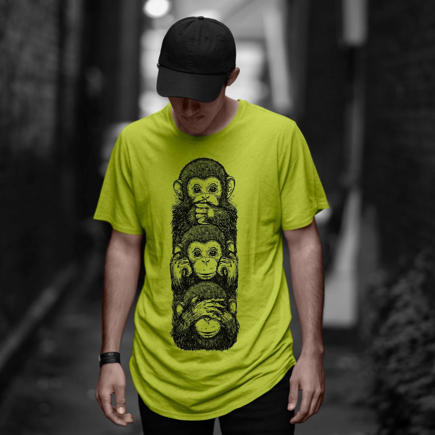 NEON MONKEYS LONGLINE T-SHIRT
