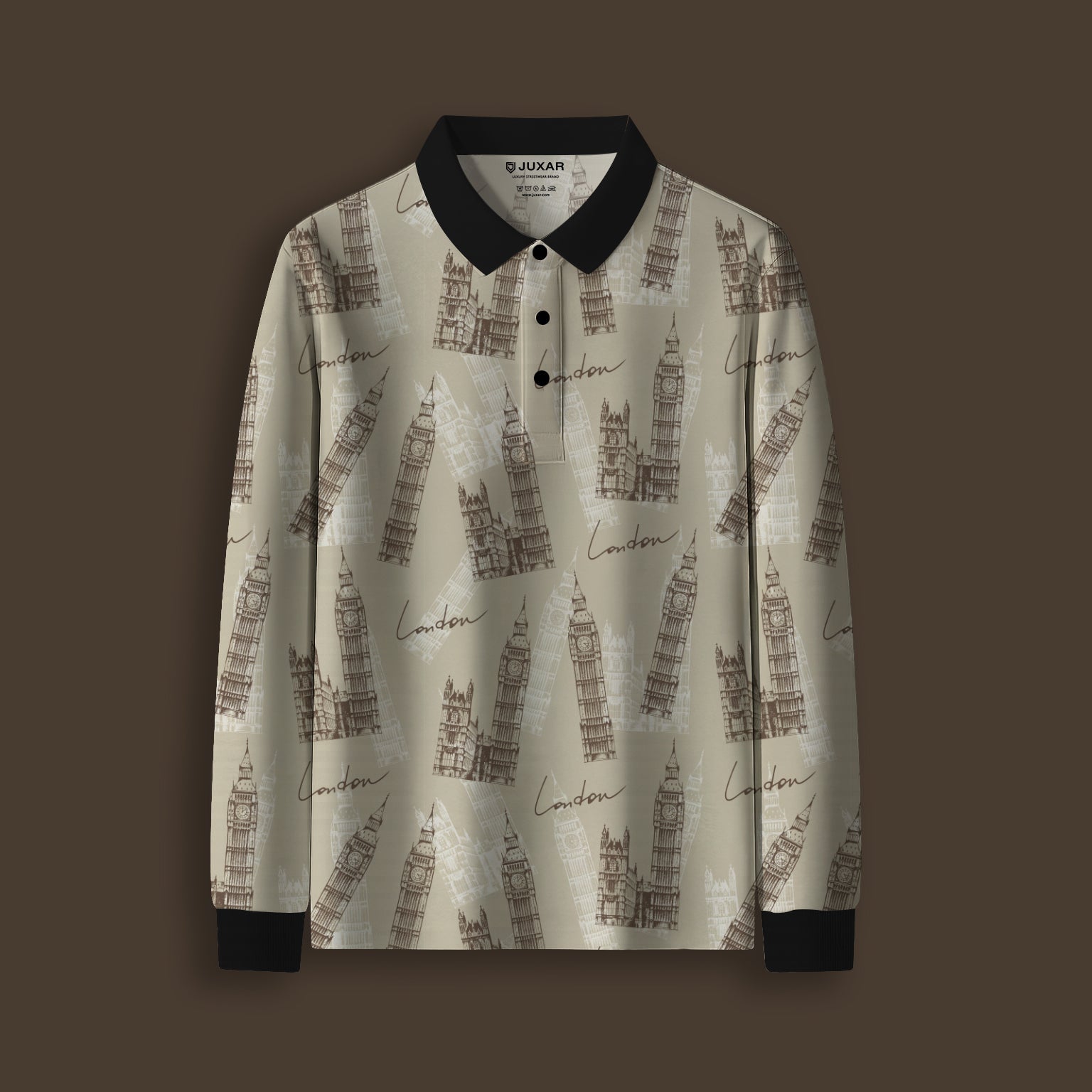 LONDON SKETCH FULL SLEEVE POLO T-SHIRT
